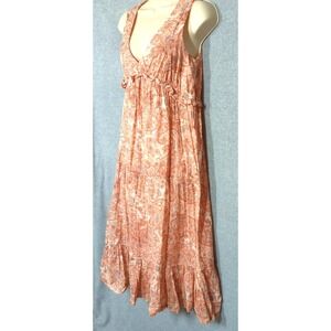 Rachael Zoe Midi Tiered Sun Dress XS 100% Cotton Sleeveless Ruffles Boho Chic